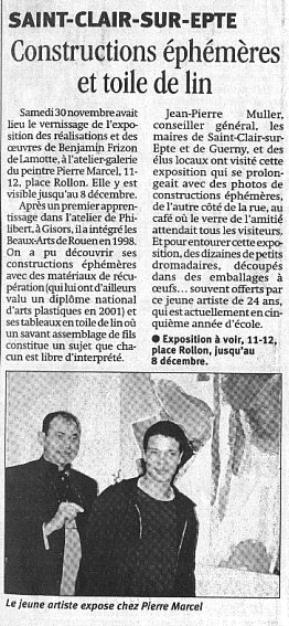 article et photo paru simultanment dans Paris Normandie et Paris Mantes-Poissy le 4 dcembre 2002