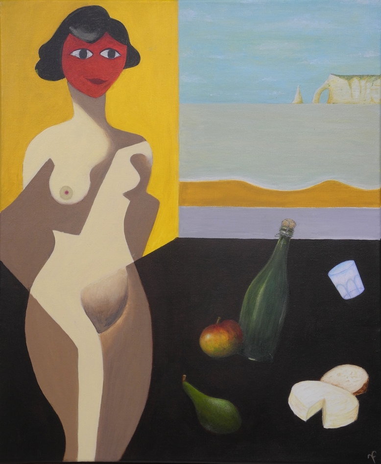 "Le modle", 1922, huile sur toile  65 x 54 cm  Ren Magritte. Copie, interprtation 2010  par Franois Vannier Genainville  95420 Val dOise Atelier du pommier des jeudis soirs