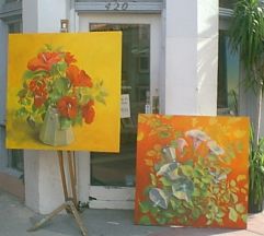 the two paintings at a few hours of completion